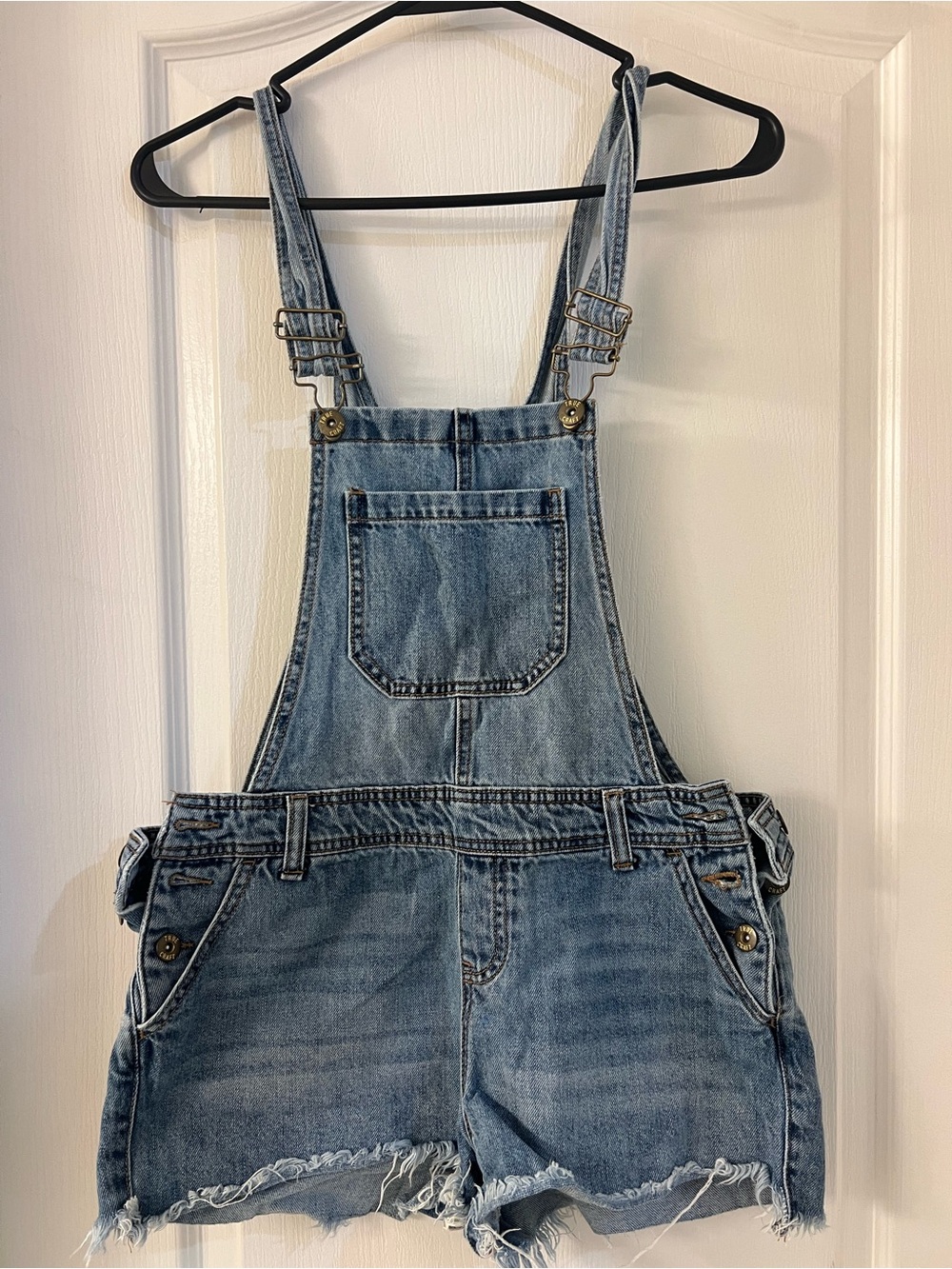 True Craft Light Blue Denim Short Overalls